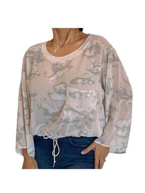 Princess Vera Wang | Women's Pink Camo Sheer Blouse | Size Medium | 0877